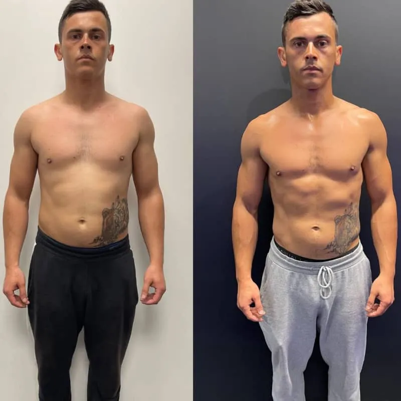 Example of man muscle growth transformation