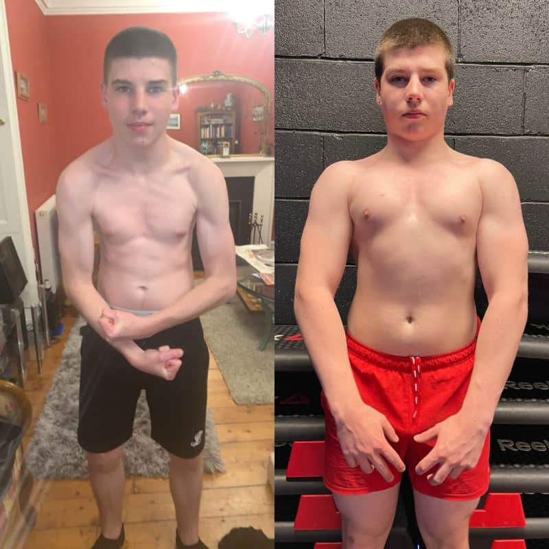 Example of young boy muscle growth