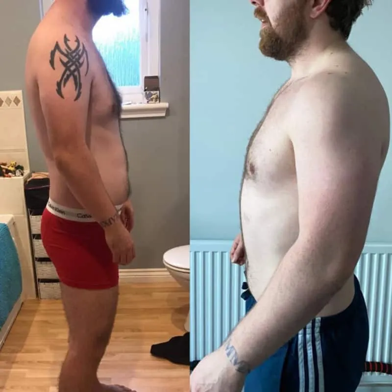 Example of man muscle growth transformation