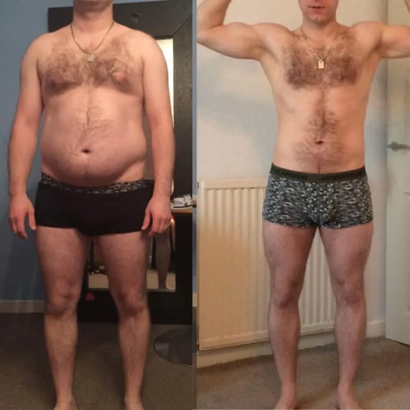 Example of man muscle growth transformation